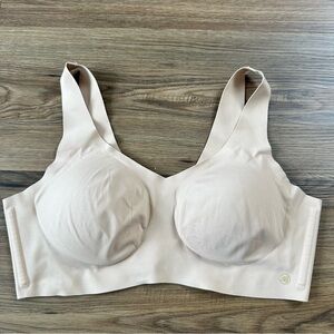 Honeylove SoftForm Bra Wireless V-Neck Bonded Wire Free Nude Beige Large Pull On